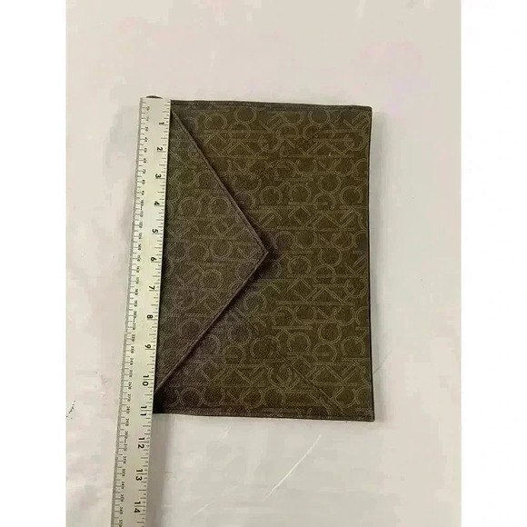 Calvin Klein Tablet Sleeve Case Clutch 11" x 8.5" Brown Logo - Picture 4 of 12